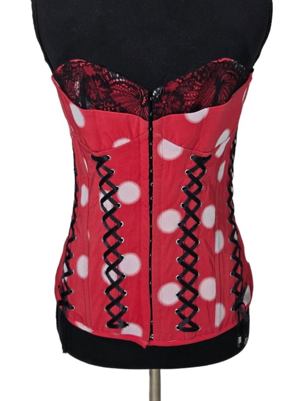 Nwt Pleasure State Corset 36B Rockabilly Gothabilly Goth Scene Polkadot Red